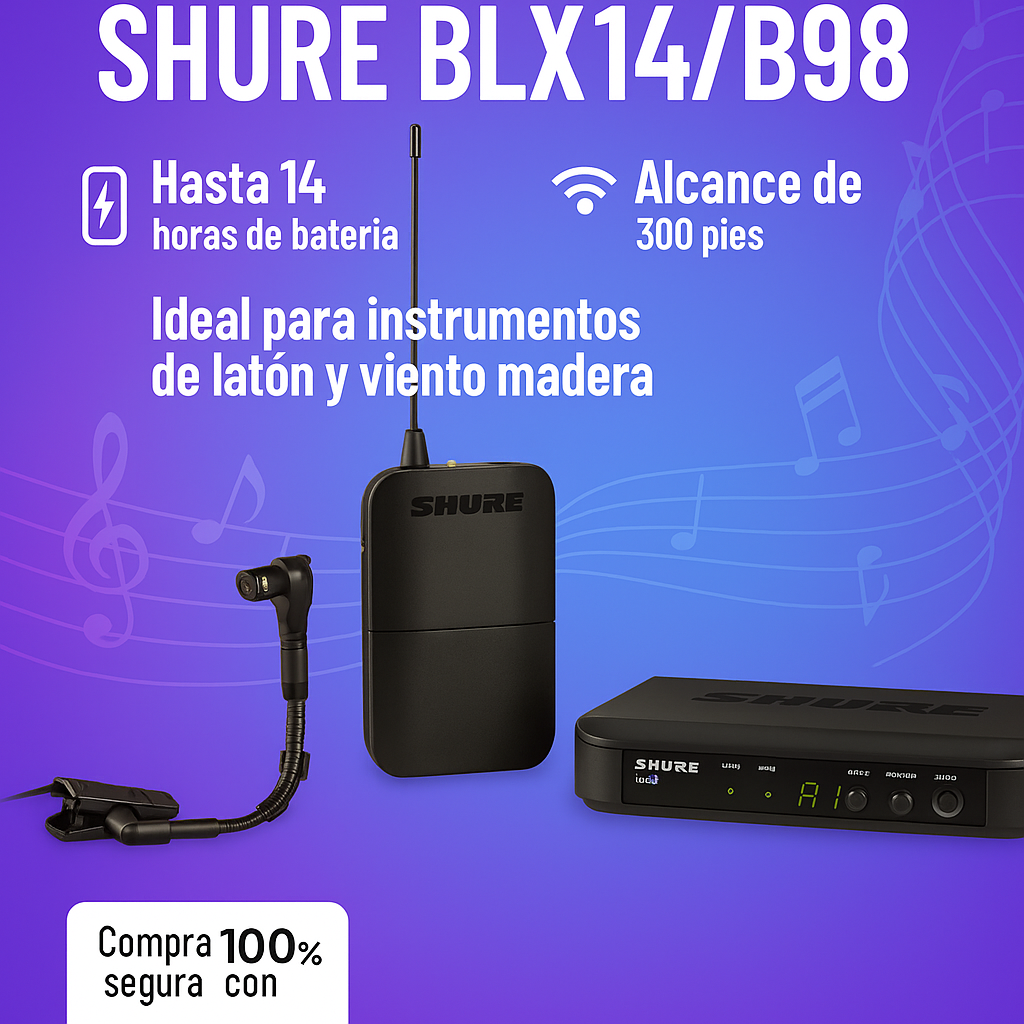 Shure BLX14/B98 - Sistema de micrófono inalámbrico para instrumentos