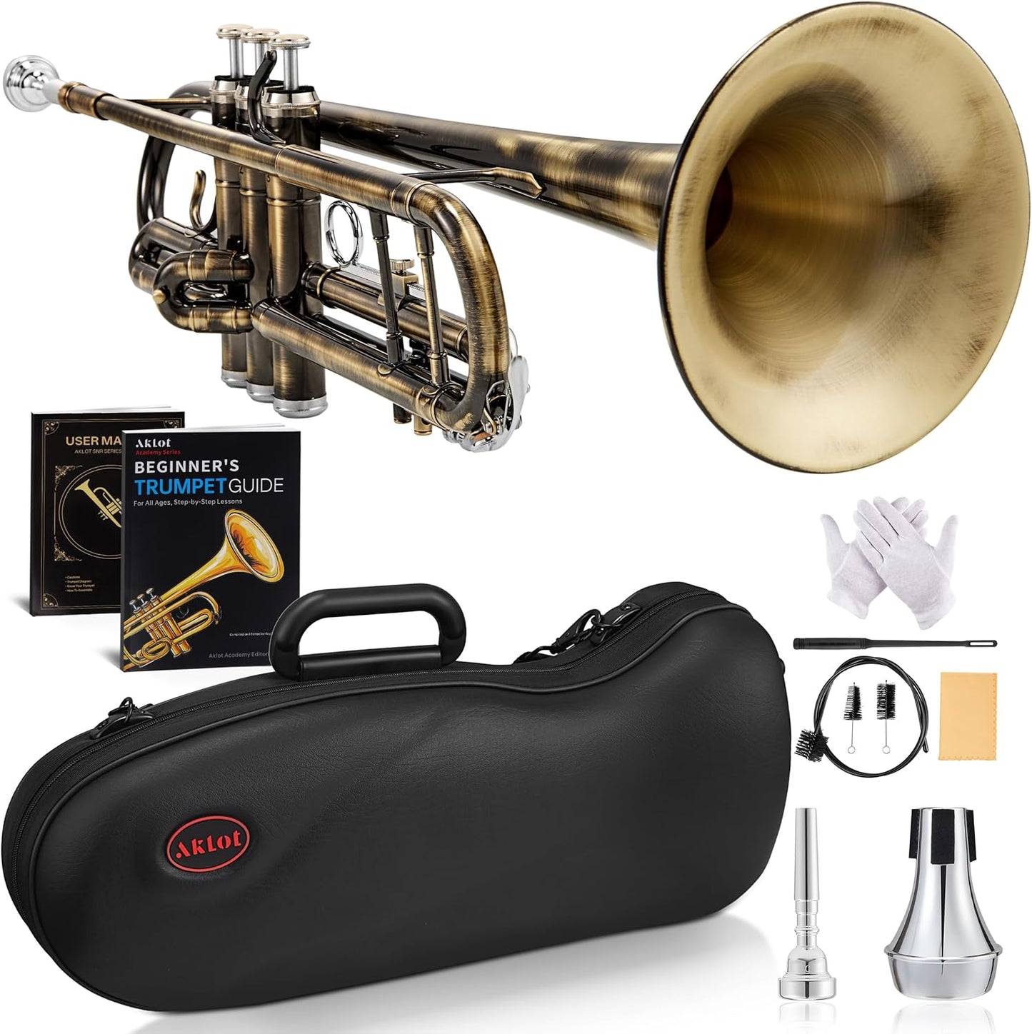 Trompeta AKLOT Bb Bronce Antiguo con Accesorios