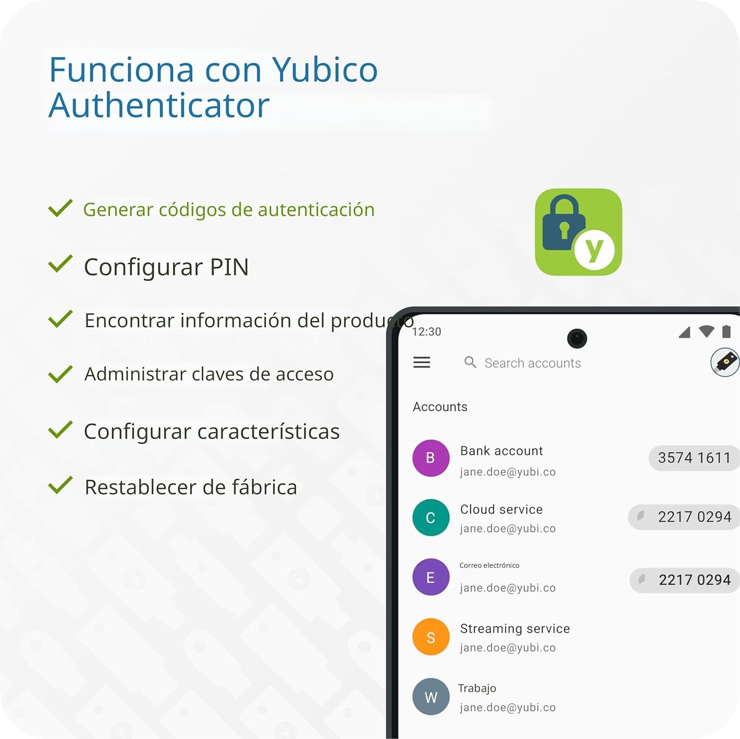 Yubico YubiKey 5C NFC - Clave de Seguridad 2FA USB-C/NFC