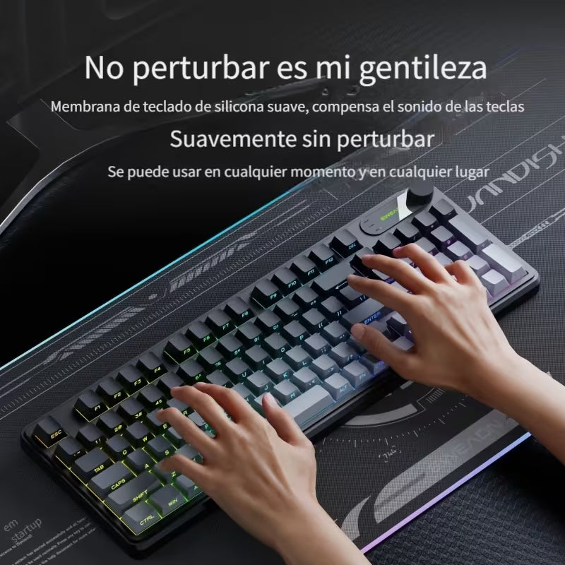 Teclado Gaming EWEADN RGB con Pantalla y Perilla Multimedia