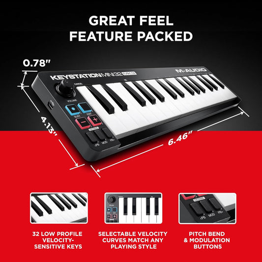 M-Audio Keystation Mini 32 – Teclado MIDI USB Ultraportátil