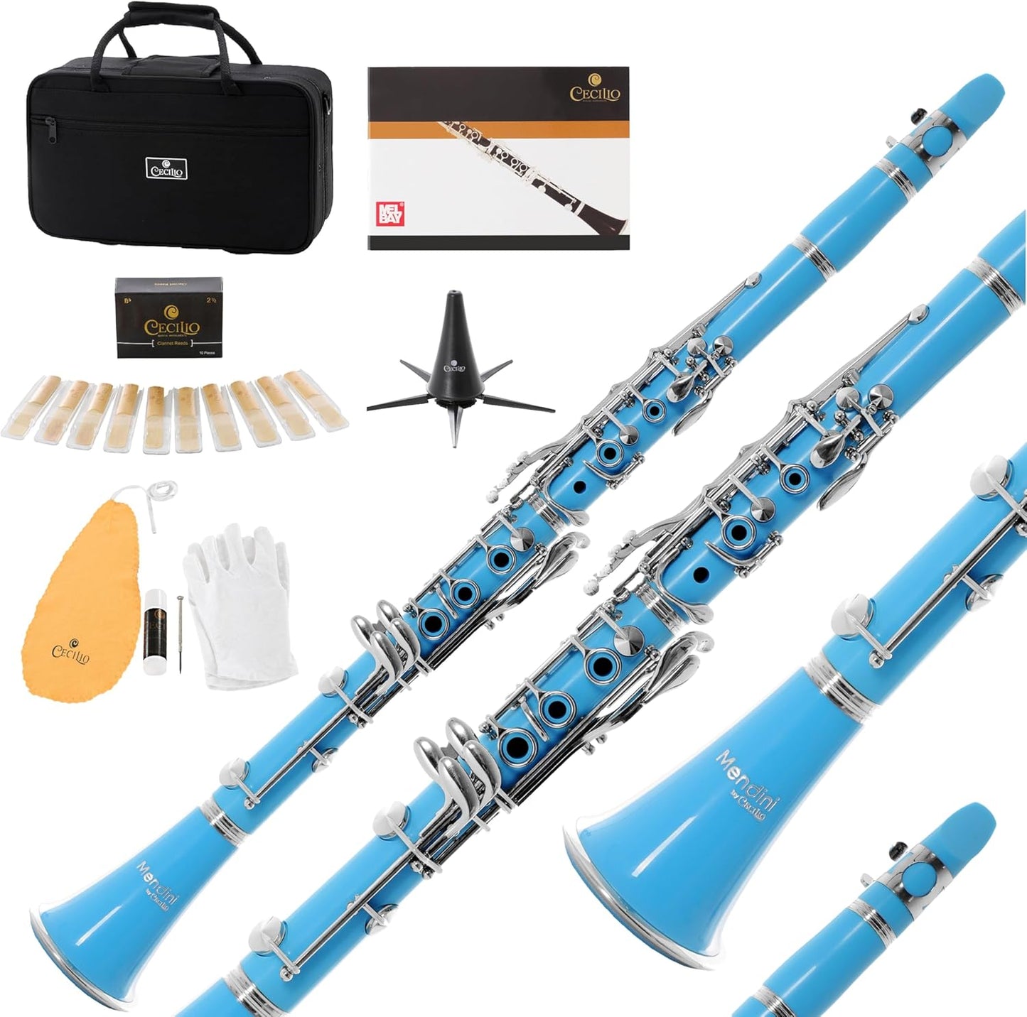 Clarinete Bb Mendini By Cecilio para Principiantes – Azul Claro