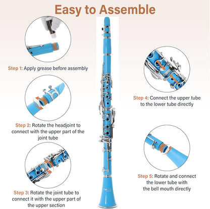 Clarinete Bb Mendini By Cecilio para Principiantes – Azul Claro
