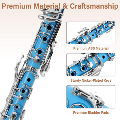 Clarinete Bb Mendini By Cecilio para Principiantes – Azul Claro