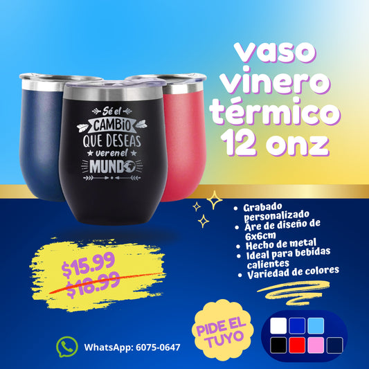 Vaso Vinero Térmico Personalizado 12 oz