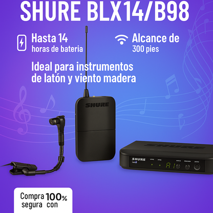 Shure BLX14/B98 - Sistema de micrófono inalámbrico para instrumentos