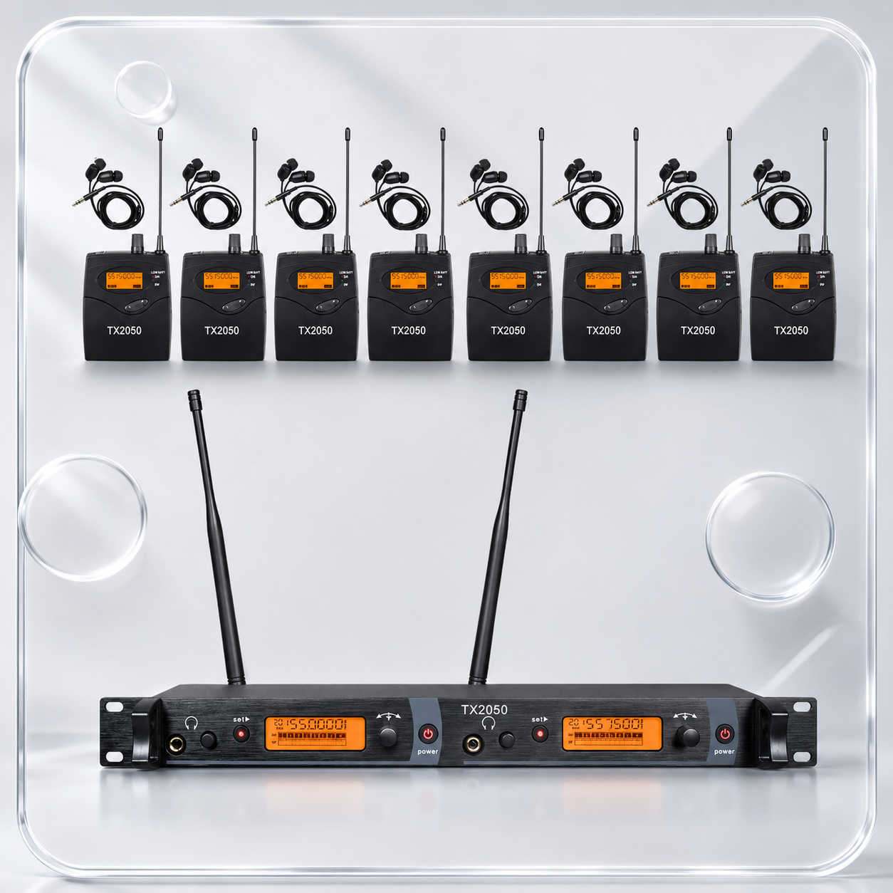 Sistema de Monitor Inalámbrico In-Ear con 8 Bodypacks